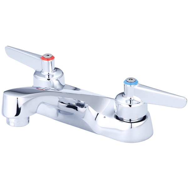 Two Handle Bathroom Faucet, NPSM, Centerset, Polished Chrome, Handle Style: Lever